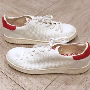 🆕 NBW Adidas Stan Smith Primeknit White Red shoes